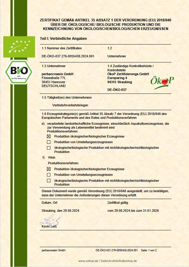 Bio Zertifikat